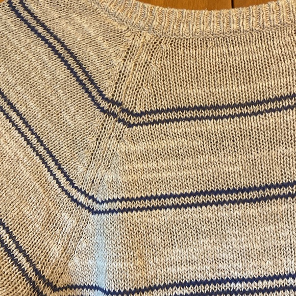 Madewell Cabin Stripe Natural & Navy Linen Silk Sweater Size M - Picture 9 of 12